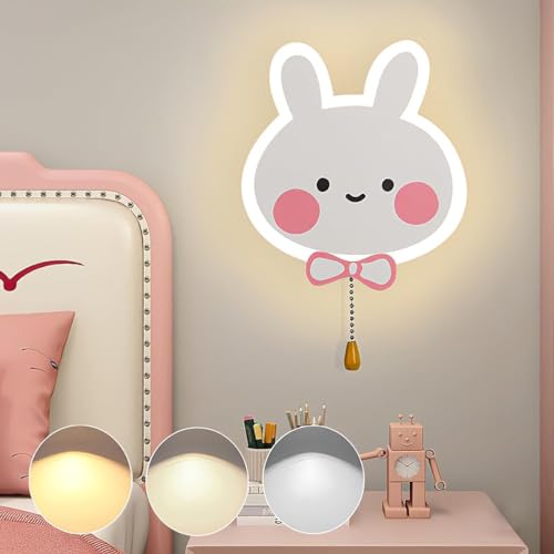 LED Kinder Wandleuchte mit Schalter Dimmbar Kinderzimmer Wandlampe Modern Schlafzimmer Nachttischlampe Junge Mädchen Kinderlampe mit Zugschalter Innen Wandbeleuchtung für Babyzimmer Wohnzimmer von KZT