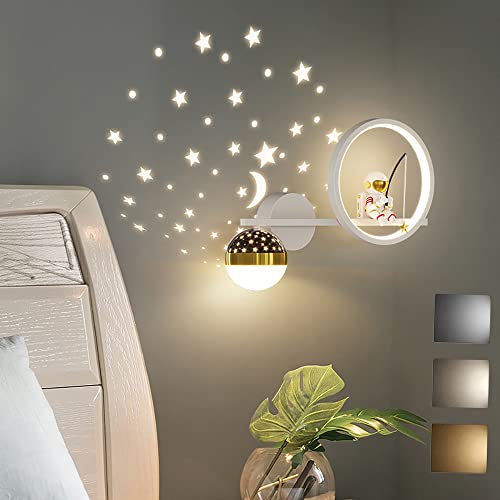 LED Wandleuchte Dimmbar Kinderzimmer Wandlampe Modern Kinder Schlafzimmer Nachttischlampe kreativ Junge Mädchen Raumlampe Sternenhimme Astronaut Nachtlicht 30W Innen Wandbeleuchtung von KZT