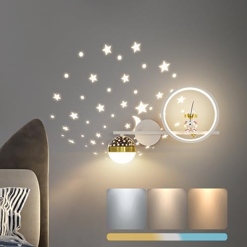 LED Wandleuchte Dimmbar Kinderzimmer Wandlampe Modern Kinder Schlafzimmer Nachttischlampe kreativ Junge Mädchen Raumlampe Sternenhimme Astronaut Nachtlicht 30W Innen Wandbeleuchtung von KZT