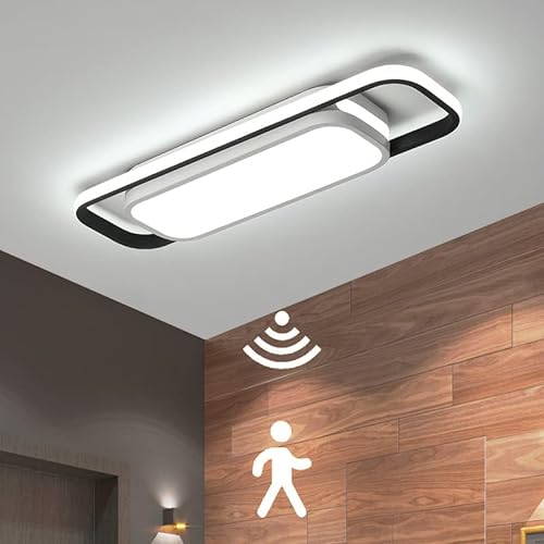 Modern LED Deckenleuchte mit Bewegungsmelder Innen Sensorlampe 6000K Flur Deckenlampe mit Tageslichtsensor Deckenbeleuchtung für Korridor Wohnzimmer Schlafzimmer Balkon Gang Treppe Veranda Lampe, 50cm von KZT