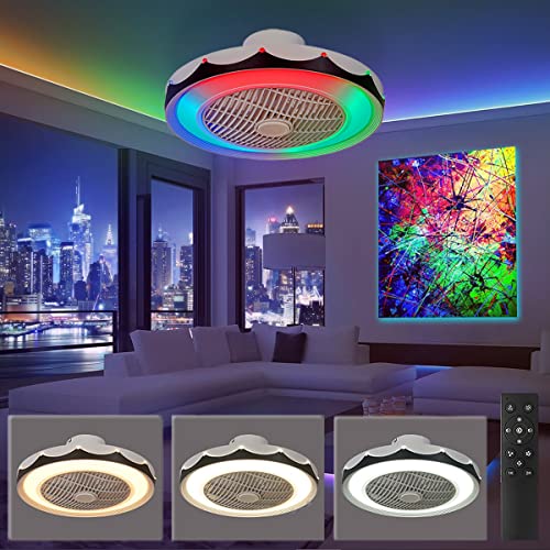 RGB Deckenventilator mit Beleuchtung 36W 50cm Dimmbar LED Deckenleuchte mit Ventilator und Fernbedienung Modern Ultra Leise Fan Deckenleuchte für Schlafzimmer Wohnzimmer Küche Esszimmer von KZT