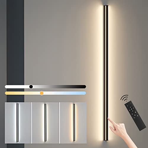 Wandleuchte Innen mit Touch Control LED Dimmbare Lange Wandlampe mit Fernbedienung 100CM Wohnzimmer Wandbeleuchtung Moderne Deckenleuchte für Schlafzimmer Kinderzimmmer Büro Flure Balkon Deckenlampe von KZT