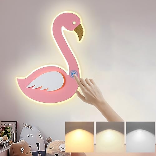 Wandleuchte LED Innen Dimmbar Kinderzimmerlampe Modern Touch Control Wandlampe Kinder Nachttischlampe Wand Junge Mädchen Schlafzimmerlampe Flamingo Nachtlicht für Wohnzimmer Babyzimmer Wandbeleuchtung von KZT