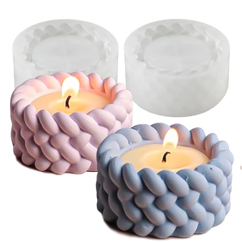2er Set Kerzenhalter Silikonform, Silikon-Gießformen für Kerzen & Blumentöpfe- Teelichthalter Formen für Beton/Gips/Epoxidharz, wiederverwendbare Gießformen Silikon von KZXCVS