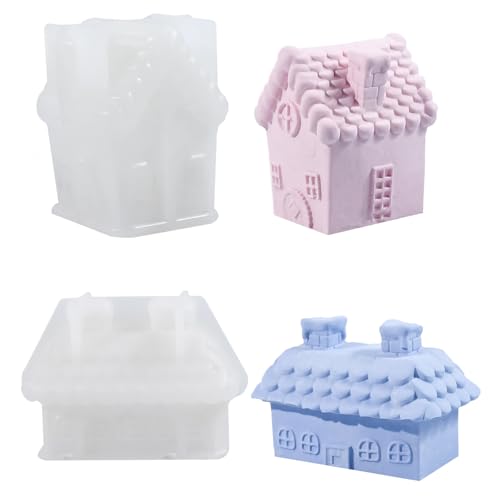 2er Set Kerzenhalter Silikonform, Silikon-Gießformen für Kerzen & Blumentöpfe Teelichthalter Formen für Beton/Gips/Epoxidharz, wiederverwendbare Gießformen Silikon (M) von KZXCVS