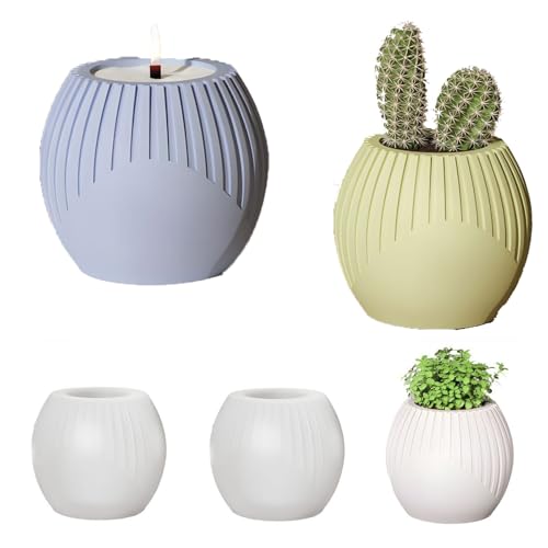 2er Set Kerzenhalter Silikonform, Silikon-Gießformen für Kerzen & Blumentöpfe Teelichthalter Formen für Beton/Gips/Epoxidharz, wiederverwendbare Gießformen Silikon (G) von KZXCVS