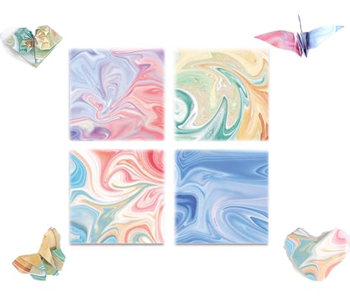 400 Blatt Origami Papier 9.5x9.5cm - Doppelseitiges Faltpapier mit 4 Farbverlaufs-Designs, Regenbogen Bastelpapier Set für Kinder/Erwachsene 100% Umweltschutzfarbe, 80g/m² von KZXCVS