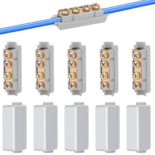 KZXCVS 5 Stück Drahtverbinder, Kabelverbinder, Klemmen Elektro Klemmblock Kabelklemmen Elektro Hauptleitungsabzweigklemme Anschlussklemmen 1000 V, 100 A,Geeignet für 2,5 Bis 16mm² Draht von KZXCVS