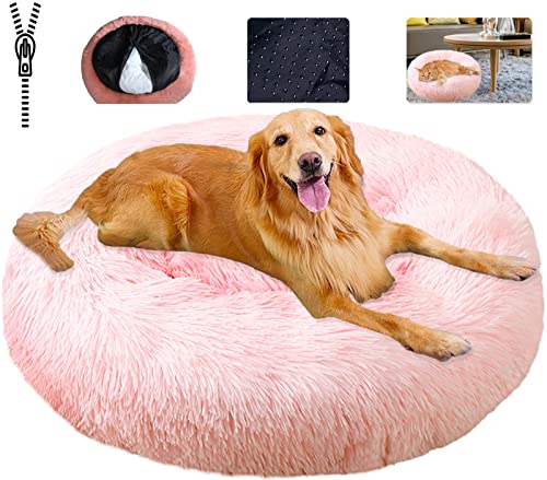 Haustierbett flauschig,Gemütliches Waschbar Haustierbett Hundekissen Sofortige Entspannung, Leicht zu Entfernen, Hundesofa Weiches Reduziert Angst, Farbe Optional-Light Pink||S-50cm/19.6in von KZhanmy