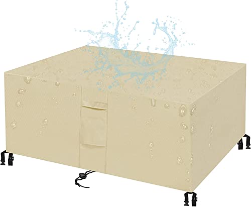 KZhanmy Abdeckung für Gartenmöbel Schwerlast 420D Rechteckige Schutzhülle,wasserdichte Atmungsaktives Staubfest Anti-UV Abdeckhauben Gartenmöbel Abdeckung für Tisch und Stühle von KZhanmy