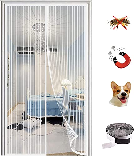 KZhanmy Magnet Fliegengitter Tür Insektenschutz,Magnetisches Moskitonetz, Automatisch Geschlossen, Anti-Moskito-Vorhang für Balkontür und Terrassentür.-White A|| 140x230cm(55x90inch) von KZhanmy