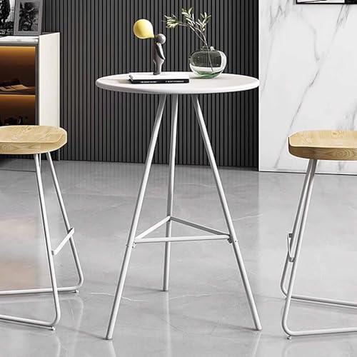 Bar Höhe Tisch Metall 60cm Runder Pub Tisch Kleiner Cocktail Bistrotisch 105cm Thekenhöhe Esstisch, Schwarz/Weiß von KaBuea