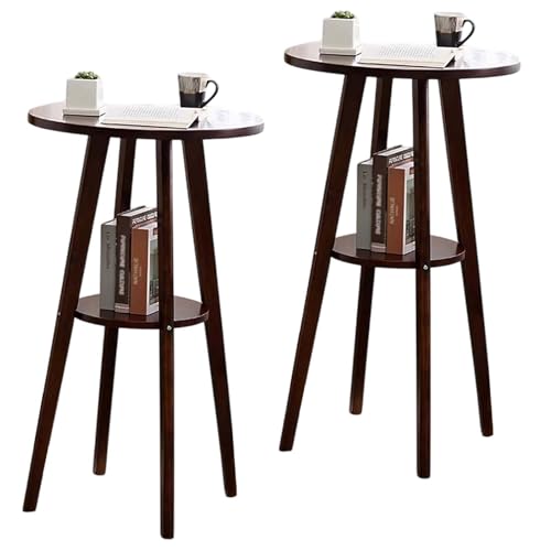 Bartisch Hoher Bistrotisch mit Einer Höhe von 103 cm Massivholz Kitchen Party mit Stauraum Ø60 cm Rundes Wohnzimmer (2er Pack) von KaBuea