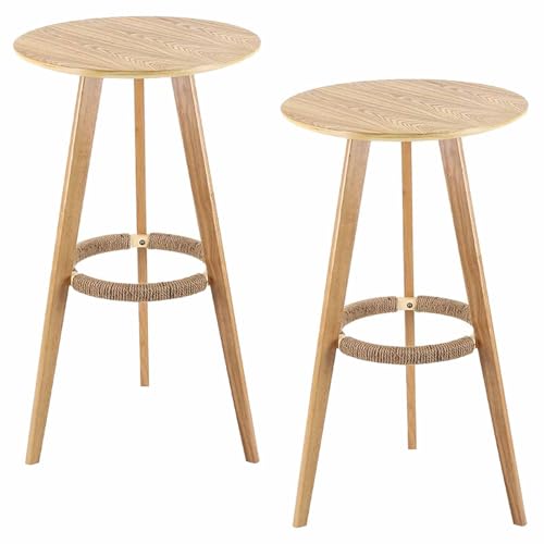 Bistrotische 2er-Set, tragbarer Stehtisch für Veranstaltungen Kleiner Cocktailtisch aus Massivholz Hohe Pub-Thekenhöhe, Esstisch, 60x60x103cm von KaBuea