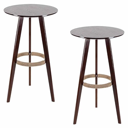 Bistrotische 2er-Set, tragbarer Stehtisch für Veranstaltungen Kleiner Cocktailtisch aus Massivholz Hohe Pub-Thekenhöhe, Esstisch, 60x60x103cm von KaBuea
