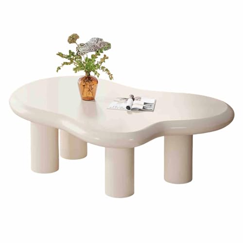 KaBuea 100cm Cloud Couchtisch, süßer cremefarbener Couchtisch mit 4 festen Beinen, moderner Karton-Mitteltisch für Wohnzimmer, Home Office, minimalistische Teetische (weiß) von KaBuea