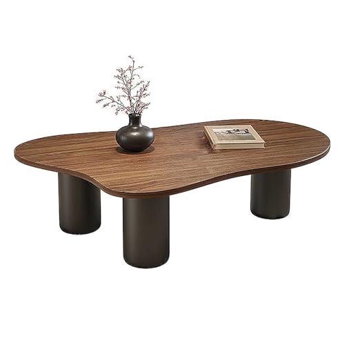 KaBuea Couchtisch für das Wohnzimmer, 100cm Retro Zentraltisch mit Säulenbeinen, Industrietische Einfacher Mitteltisch für Home Office von KaBuea