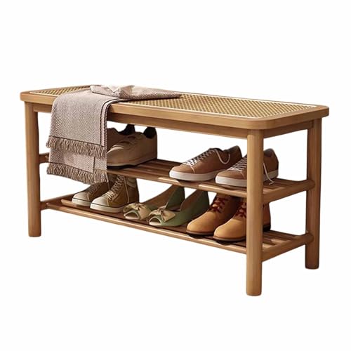 KaBuea Indoor-Eingangsbank mit Rattan-Kissenablage, Lange Bank im Mid-Century-Stil mit Holzbeinen, Bettbank für Schlafzimmer und Wohnzimmer KaBuea Indoor-Eingangsbank mit Rattan-Kissenablage, Lange Bank im Mid-Century-Stil mit Holzbeinen, Bettbank für Schlafzimmer und Wohnzimmer von KaBuea