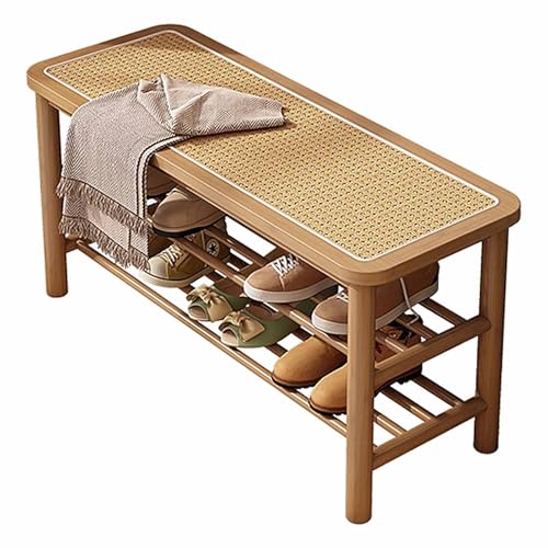 KaBuea Massivholz-Flurbank mit Schuhfach, rustikales Flechtdesign, Lange Sitzfläche für Wohn- und Esszimmer KaBuea Massivholz-Flurbank mit Schuhfach, rustikales Flechtdesign, Lange Sitzfläche für Wohn- und Esszimmer von KaBuea