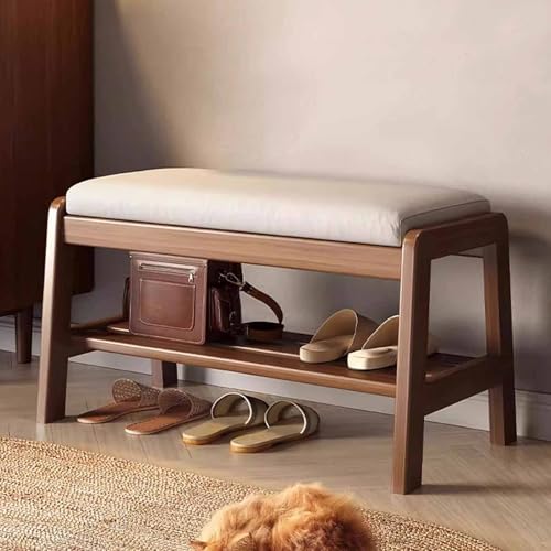 KaBuea Massivholz-Schuhbank für den Eingangsbereich mit weichem Lederkissen – 2-stöckiges Schuhregal für Flur/Schlafzimmer/Balkon – einfache Montage, Tragkraft 400 lbs KaBuea Massivholz-Schuhbank für den Eingangsbereich mit weichem Lederkissen – 2-stöckiges Schuhregal für Flur/Schlafzimmer/Balkon – einfache Montage, Tragkraft 400 lbs von KaBuea