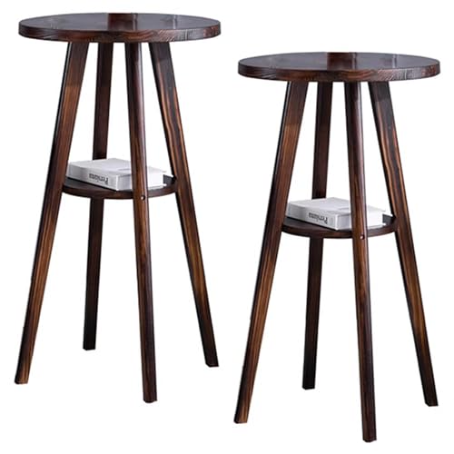 KaBuea Pub Runder Tisch 2-stöckiger Bistrotisch mit Thekenhöhe für Bistro Café Home Bar, rustikal braun, 60x60x103cm von KaBuea