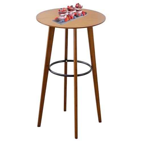 KaBuea Runde Barhöhe Cocktailtisch mit Metallsockel Holzplatte 50 cm / 21,7 Zoll Tischplatte, 41,3 Zoll Höhe (1er-Pack) von KaBuea
