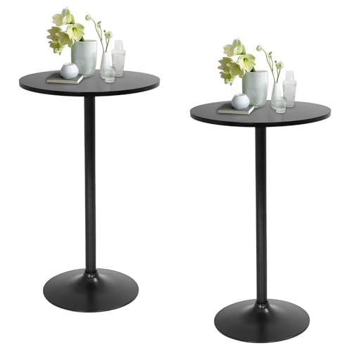 KaBuea Runder Cocktailtisch, High Top Bar Pub Tisch mit Metallgestell und Sockel, für 2-3 Personen, einfach zu montieren KaBuea Runder Cocktailtisch, High Top Bar Pub Tisch mit Metallgestell und Sockel, für 2-3 Personen, einfach zu montieren von KaBuea