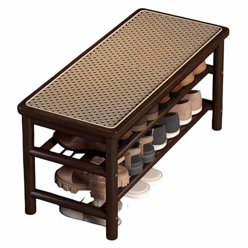 KaBuea Schuhaufbewahrungsbank für den Eingangsbereich, Bambus-Schuhregal für den Eingangsbereich, Rattansitzfläche, rustikales Braun KaBuea Schuhaufbewahrungsbank für den Eingangsbereich, Bambus-Schuhregal für den Eingangsbereich, Rattansitzfläche, rustikales Braun von KaBuea