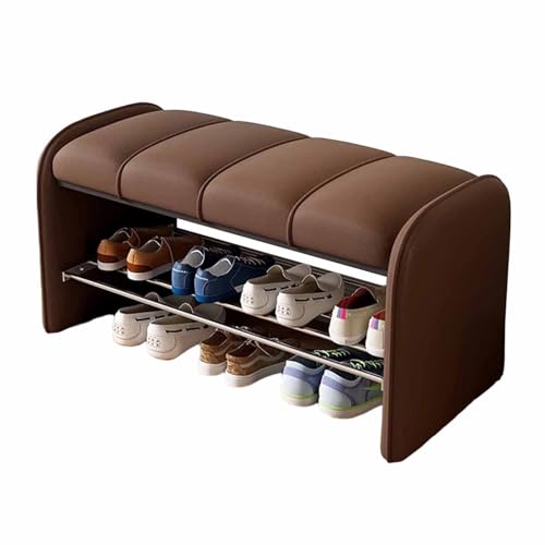 KaBuea Schuhbank, 2-stufiger Schuhregal-Regal-Organizer mit gepolstertem PU-Leder-Kissensitz, Massivholzrahmen, für Eingangsbereich, Flur, Wohnzimmer KaBuea Schuhbank, 2-stufiger Schuhregal-Regal-Organizer mit gepolstertem PU-Leder-Kissensitz, Massivholzrahmen, für Eingangsbereich, Flur, Wohnzimmer von KaBuea