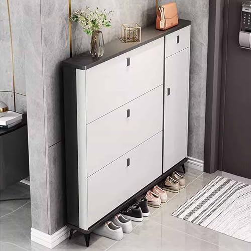 KaBuea Schuhschrank mit 3 Flip-Schubladen und verstellbarem Regal, Flur Schuhe Schrank Aufbewahrungsorganisator für das Wohnzimmer, weiß/grau KaBuea Schuhschrank mit 3 Flip-Schubladen und verstellbarem Regal, Flur Schuhe Schrank Aufbewahrungsorganisator für das Wohnzimmer, weiß/grau von KaBuea