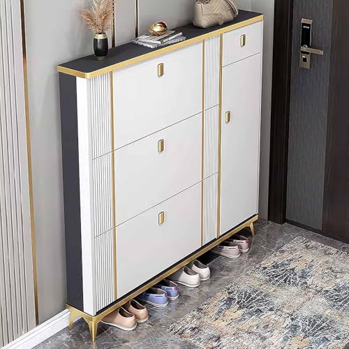 KaBuea Schuhschrankschrank mit Schublade und 3 herunterziehbaren Staufächern, schlanker Schuhschrank für Flur und Schlafzimmer KaBuea Schuhschrankschrank mit Schublade und 3 herunterziehbaren Staufächern, schlanker Schuhschrank für Flur und Schlafzimmer von KaBuea