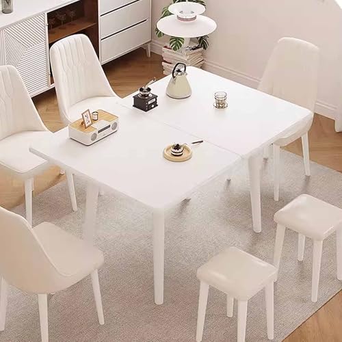 KaBuea ausziehbarer Esstisch, Kleiner Küchentisch aus Holz für 2-6 Personen, Klapptische für das Home Office Wohnzimmer, drehbare Doppelschichtplatte aus Schiefer (nur Tisch) von KaBuea