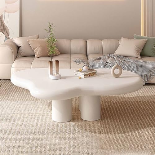 Kleiner Couchtisch - Wolkenform, niedriger Tisch, unregelmäßiger Couchtisch, hölzernes Sofa, seitliche Teetische für Wohnzimmer, Schlafzimmer, Schlafsaal, weiß von KaBuea
