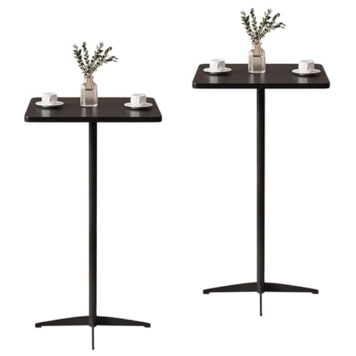 Quadratischer Bartisch, Schwarze Theke Bistro Pub Tische 60CM Platte für Cocktail Bar Pub, Bar Pub Kaffee Tee Essen Bistro Outdoor Tisch (105CM Höhe) von KaBuea