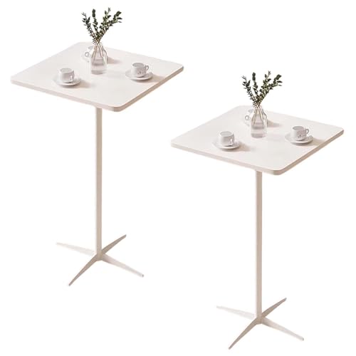 Quadratischer Bartisch 2er-Set, hohe Theke Bistro Pub Tische 60CM Platte für Cocktail Bar Pub, Kaffee Tee Essen Bistro Outdoor Tische (105CM H) von KaBuea