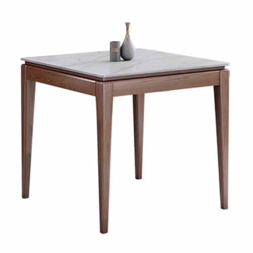 Quadratischer Kleiner Klapptisch aus Beinen aus weißem Marmorimitat und Eiche, platzsparendes Design für Küche, Haushalt und Café von KaBuea