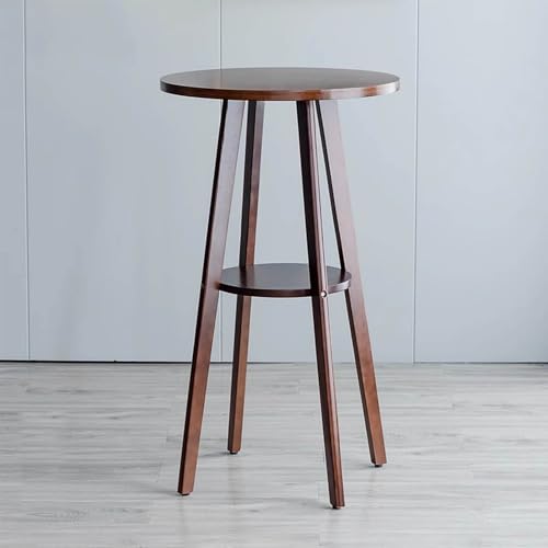 Runder Bartisch, 2-stöckiger Frühstückshochtisch, hoher Bistrotisch aus Holz, kleine Esstische Cocktail, 60x60x102cm von KaBuea