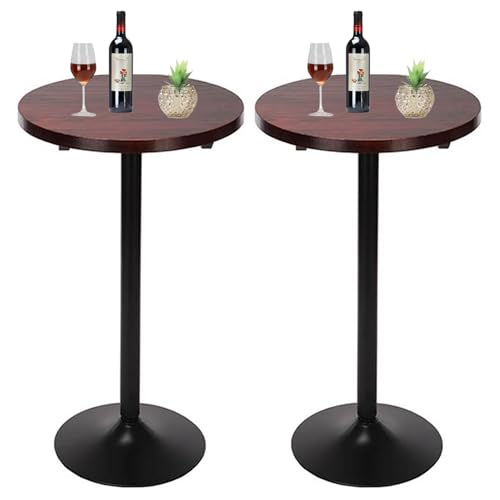 Runder Bartisch, 60CM Stahlrahmen Bistro Pub Tisch mit Holzplatte, Esstisch mit Metallbasis für Home Kitchen Pub Bistro, einfache Montage Runder Bartisch, 60CM Stahlrahmen Bistro Pub Tisch mit Holzplatte, Esstisch mit Metallbasis für Home Kitchen Pub Bistro, einfache Montage von KaBuea