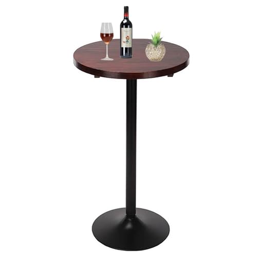 Runder Bartisch, 60CM Stahlrahmen Bistro Pub Tisch mit Holzplatte, Esstisch mit Metallbasis für Home Kitchen Pub Bistro, einfache Montage Runder Bartisch, 60CM Stahlrahmen Bistro Pub Tisch mit Holzplatte, Esstisch mit Metallbasis für Home Kitchen Pub Bistro, einfache Montage von KaBuea