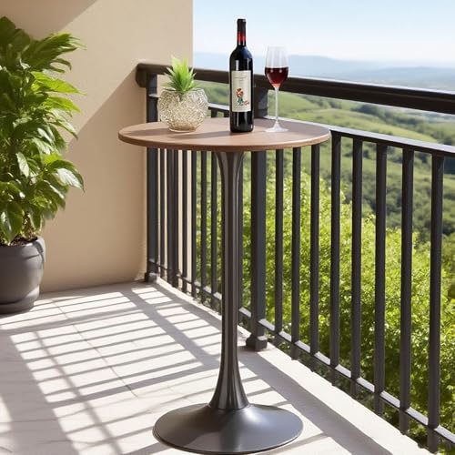 Runder Bartisch, Schwarze Theke Bistro Pub Tische 60CM Platte für Cocktail Bar Pub, Kaffee Tee Esszimmer Bistro Außentisch (105CM Höhe) von KaBuea