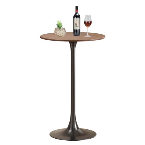 Runder Bartisch, Theken-Bistro-Pub-Tische mit MDF-Tischplatte und stabilem Fußkreuz, runder Cocktail-Esstisch für Zuhause, Büro und Küche, hält bis zu 150 kg von KaBuea