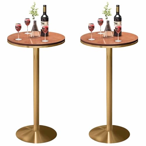 Runder Bartisch 2er-Set, 55CM Platte für Cocktailbar Pub Kaffee Tee Esszimmer Bistro Outdoor Tisch (105CM H) von KaBuea