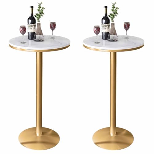 Runder Bartisch 2er-Set, 55CM Platte für Cocktailbar Pub Kaffee Tee Esszimmer Bistro Outdoor Tisch (105CM H) von KaBuea