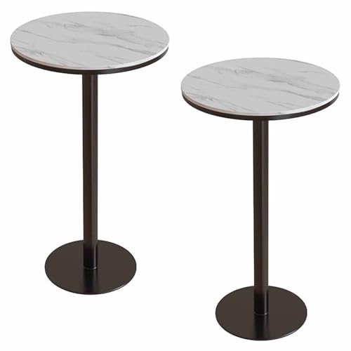 Runder Bartisch 2er-Set, 60CM Platte für Cocktailbar Pub Dining Bistro Hohe Outdoor-Tische Kleiner Küchentisch (105CM H) von KaBuea