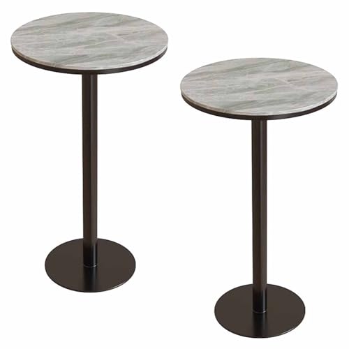 Runder Bartisch 2er-Set, 60CM Platte für Cocktailbar Pub Dining Bistro Hohe Outdoor-Tische Kleiner Küchentisch (105CM H) von KaBuea