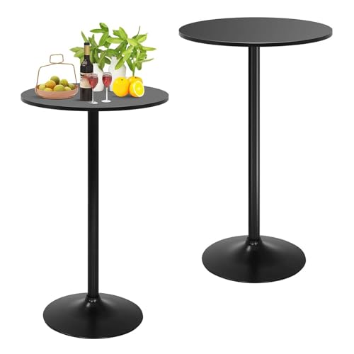Runder Bartisch 2er-Set, 60CM Platte für Cocktailbar Pub Dining Bistro Kleiner Bar Höhentisch (105CM H) von KaBuea