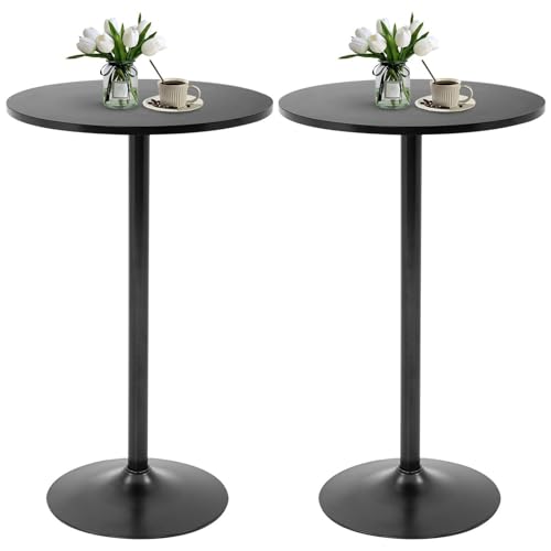 Runder Bartisch mit Einer Höhe von 41,3 Zoll mit MDF-Platte und robustem Metallgestell, rustikaler industrieller Pub-Tisch für Küche, Esszimmer, Zuhause und Bistro Runder Bartisch mit Einer Höhe von 41,3 Zoll mit MDF-Platte und robustem Metallgestell, rustikaler industrieller Pub-Tisch für Küche, Esszimmer, Zuhause und Bistro von KaBuea