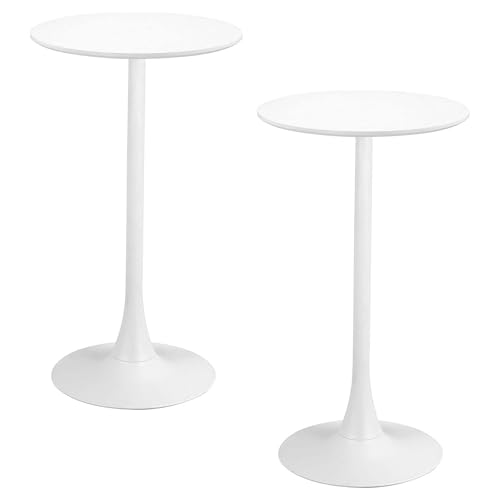 Runder Bistrotisch 2er-Set, Kleiner Cocktailtisch in Barhöhe, Pub-Tisch mit hoher Platte und robustem Metallgestell für Hausbar, Esszimmer, Restaurant, weiß Runder Bistrotisch 2er-Set, Kleiner Cocktailtisch in Barhöhe, Pub-Tisch mit hoher Platte und robustem Metallgestell für Hausbar, Esszimmer, Restaurant, weiß von KaBuea