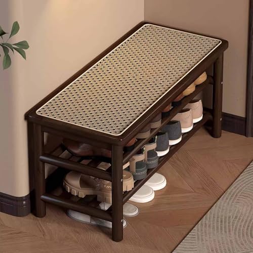 Schuhregal, 3-stufiges Schuhregal für den Eingangsbereich mit Langer Sitzfläche und Bambusregalen für Garage, Wohnzimmer, Schlafzimmer, Mudroom von KaBuea