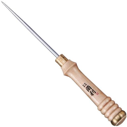KAKURI Robuste Ahle für Hammerstanzen, Buchbinden, Stanzen, Nähen, Holzkratzen, Holzbearbeitung, Lederarbeiten, Handwerk, scharfe japanische Stahlklinge, 17,8 cm von KaKUrI